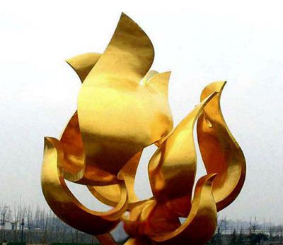 城市抽象花朵不锈钢喷金公园花朵雕塑 花朵雕塑景观步骤仙子金属