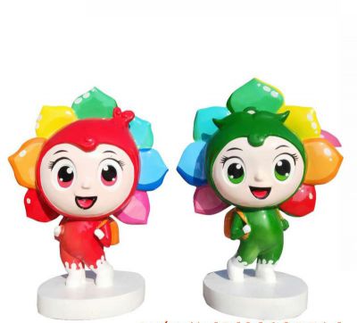 花园景观玻璃钢彩绘卡通背书包的太阳花宝宝雕塑 太阳花雕塑作品儿童风车中班