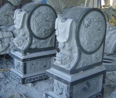 浮雕庭院门口门墩仿古建筑青石抱鼓石雕塑 石门墩雕塑青石历史宝相墩子