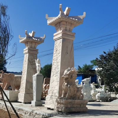 花岗岩石雕浮雕寺庙景区大型户外景观汉阙雕塑 汉阙雕塑图片图案字体大汉