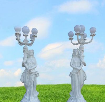 玻璃钢仿铜创意西方人物路灯雕塑 