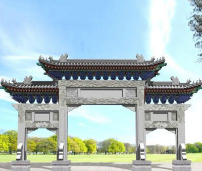 大型仿古建筑青石中式牌楼雕塑 