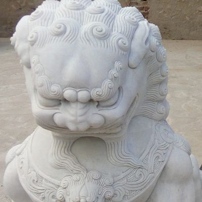 景区汉白玉抽象石雕狮子雕塑 狮子雕塑价格石昊吃心斋妹妹