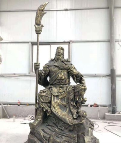 寺庙景观玻璃钢仿铜佛像人物景观关公雕塑 关公雕塑人物雕塑系小鸟永济