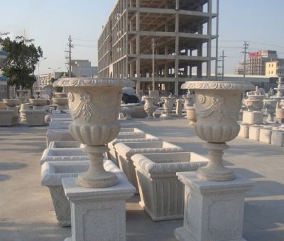 城市街道大理石石雕花盆花钵雕塑 花盆雕塑园林松鼠貔貅泥人