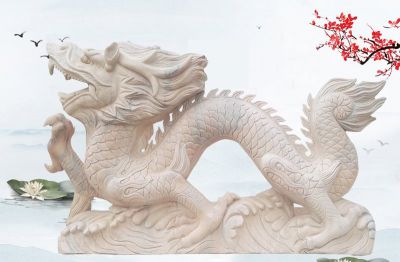景观石雕景观晚霞红龙雕塑 