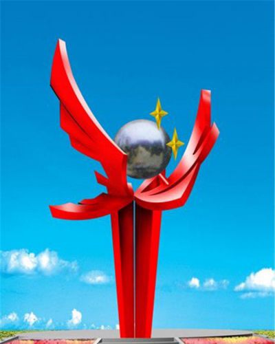 不锈钢创意喷漆烤漆红色未来雕塑