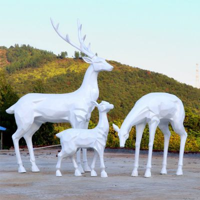 玻璃钢户外园林抽象动物梅花鹿雕塑 梅花鹿雕塑不锈钢官员精品十八