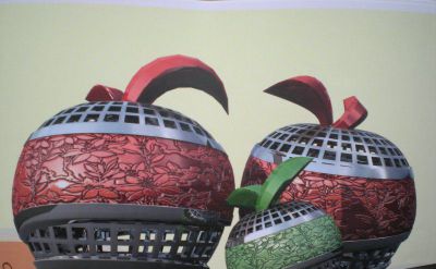 景区草坪不锈钢抽象苹果雕塑 苹果雕塑软件小孩含义颜色