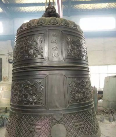 国泰民安铜钟寺庙铜雕 铜钟雕塑广场方形图案佛堂