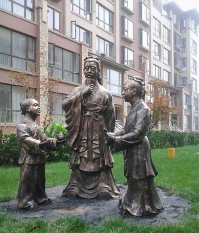 学校公园摆放玻璃钢仿铜孔融让梨民俗人物雕塑 孔融让梨雕塑孔融广场厂家田寨