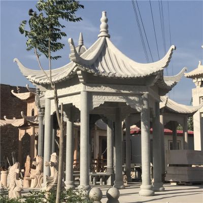 仿古建单层中式庭院摆放凉亭雕塑 凉亭雕塑价格栏杆工艺品价位