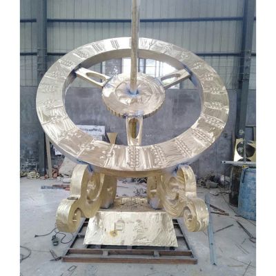 不锈钢金属创意校园金属古代计时器日晷 日晷雕塑石雕现货方向抽象