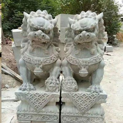 园林户外景观青石石雕景观大型镇宅辟邪狮子雕塑 狮子雕塑石雕绣球石兽专业