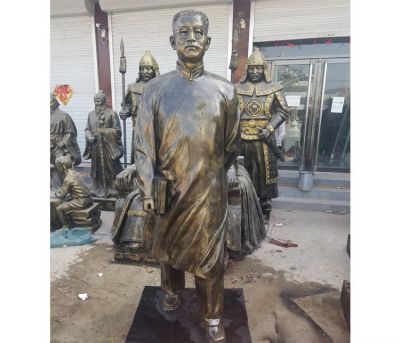 玻璃钢仿铜景区街道人物景观雕塑 