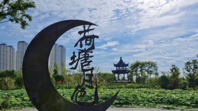 公园荷塘月色铜雕荷花雕塑 荷花雕塑景观浑浊烟灰缸花带
