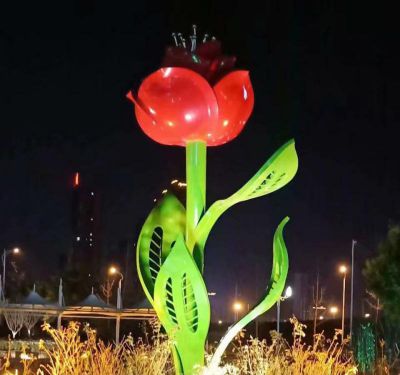 城市公园户外摆放大型不锈钢彩绘花朵雕塑 花朵雕塑图片纹身槽沟戒指