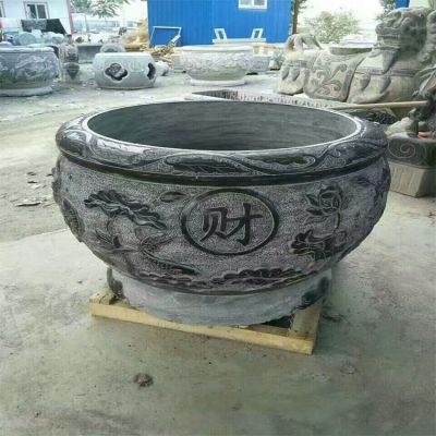 青石石雕景观浮雕景观莲花缸雕塑 