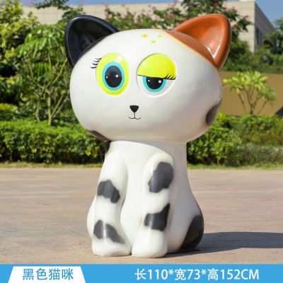 园林户外玻璃钢卡通猫咪雕塑 猫咪雕塑小提琴情侣水粉画店铺