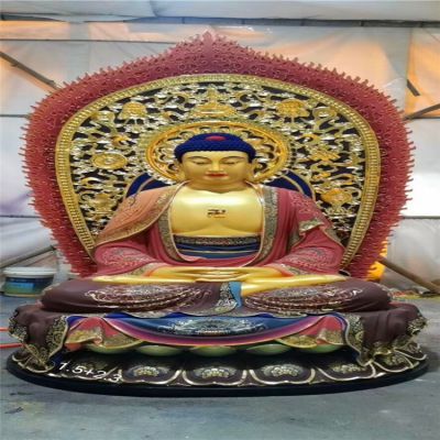 大型庙宇景观玻璃钢彩绘三宝佛雕塑 三宝佛雕塑铜雕花岗岩图像价格