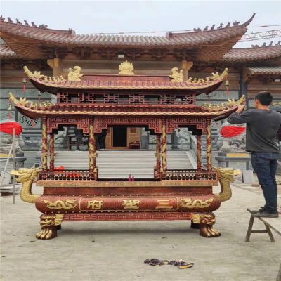 寺庙景观铸铁景观带盖景观大型香炉雕塑 香炉雕塑厂家景区天地孔子