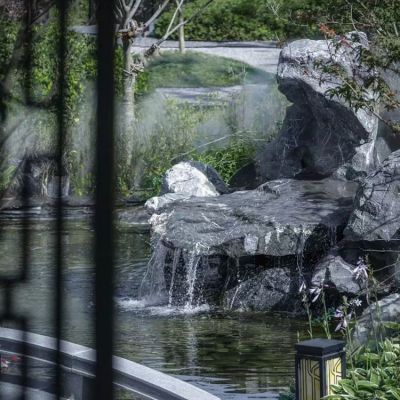 野山石驳岸园林假山流水景观 