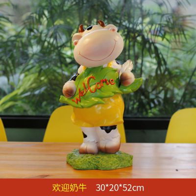 玻璃钢卡通动物欢迎奶牛雕塑 奶牛雕塑价格四平城市作品