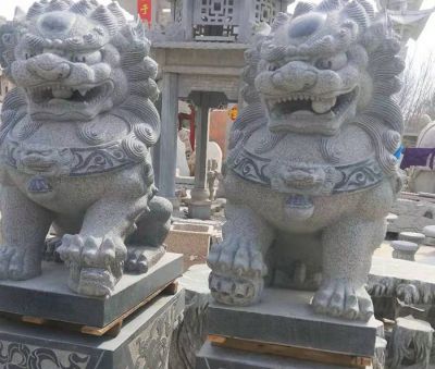 青石石雕景观大型门口摆件狮子雕塑 狮子雕塑青石寺院象形朝代