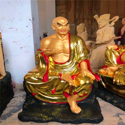 玻璃钢彩绘鎏金贴金寺庙供奉菩萨十八罗汉雕塑 罗汉雕塑罗汉松瓷器十六别墅