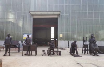 民俗街边摆各种商贩摊人物玻璃钢仿铜雕 