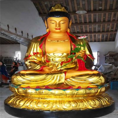园林户外玻璃钢仿铜寺庙道观大型菩萨景观如来佛祖雕塑
