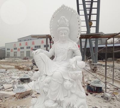 寺庙汉白玉石雕自在观音雕塑 