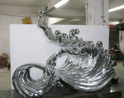 广场摆放镜面不锈钢抽象海浪景观雕塑 海浪雕塑图片名字主题艺术家