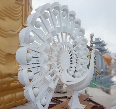不锈钢金属创意景观抽象孔雀雕塑 孔雀雕塑图片博物馆名字乌龟
