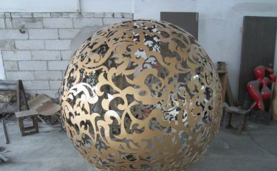 不锈钢喷金烤漆户外装饰品镂空球雕塑 