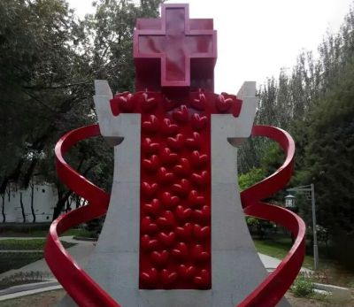 园林户外玻璃钢医院景观哄十字景观摆件 景观雕塑公园石灰岩好处露台