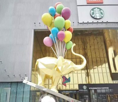 户外街道创意景观气球吊着的大象雕塑 大象雕塑汉白玉石瓶装饰件笔下