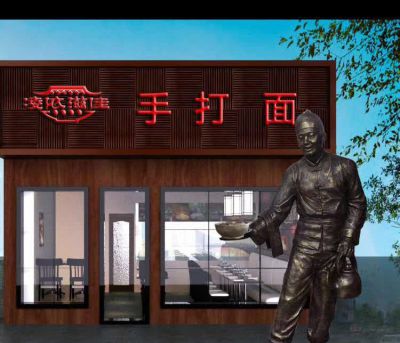 饭店门口玻璃钢仿铜迎宾店小二雕塑 店小二雕塑人物价格玻璃钢景区