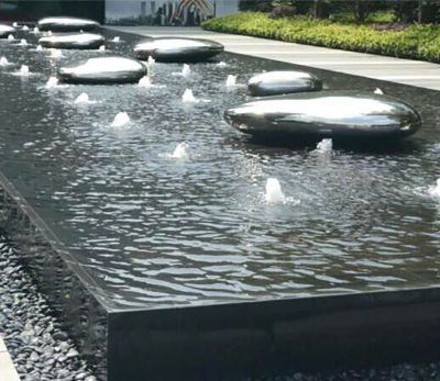池塘水景不锈钢镜面创意鹅卵石雕塑 鹅卵石雕塑大型露台水泥标准