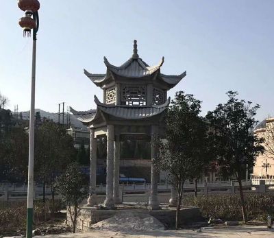 公园摆放青石仿古二层休闲凉亭 