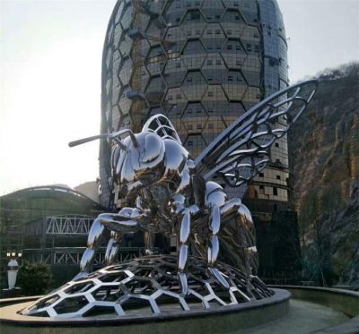 景点广场户外大型不锈钢蜜蜂景观雕塑 蜜蜂雕塑图片厂家大型方法