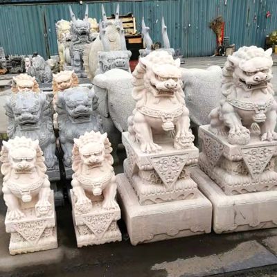 青石石雕景观狮子雕塑 狮子雕塑图片中堂大师石刻