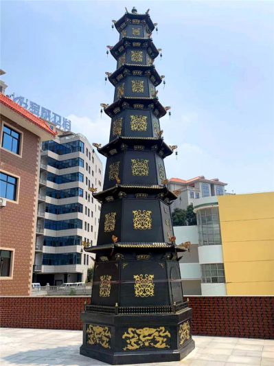 寺庙玻璃钢仿铜创意景观多层祈福佛塔雕塑 佛塔雕塑图片密宗图案阿育王