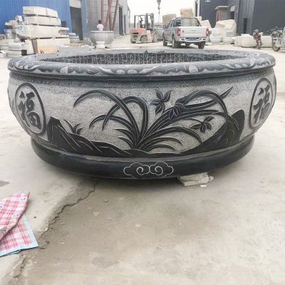青石水缸庭院景区大型水缸雕塑