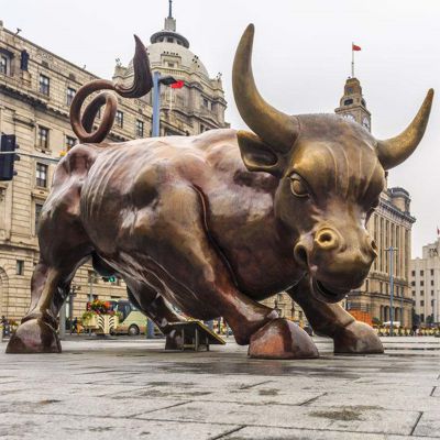 广场户外摆放大型纯铜铸造华尔街牛雕塑 华尔街牛雕塑铜雕摆件办公室风水