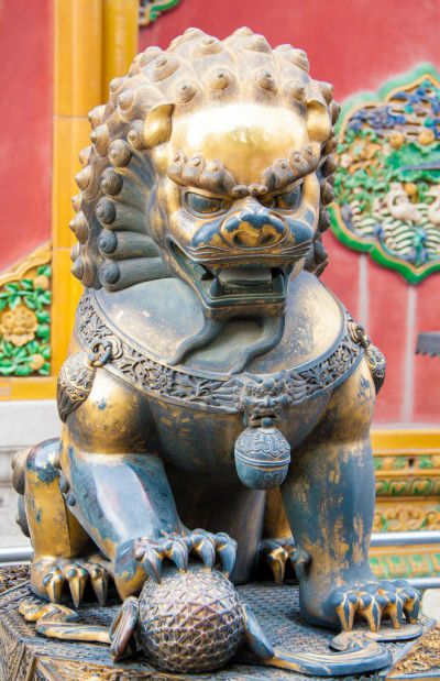 仿古做旧庭院门口大型动物景观玻璃钢仿铜狮子雕塑 
