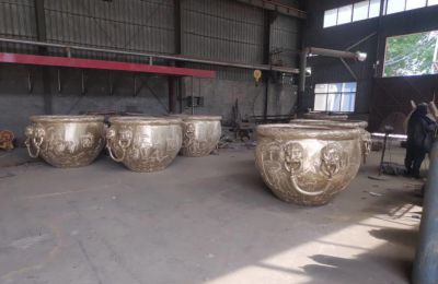 铜雕景区故宫大型浮雕神兽水缸雕塑 水缸雕塑石雕狮子位置院子