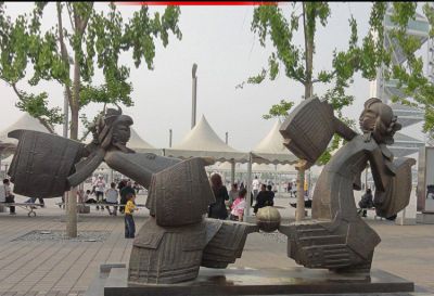 城市广场玻璃钢仿铜抽象皮影人物景观装饰雕塑摆件 