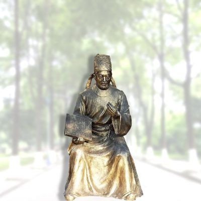 校园广场玻璃钢仿铜古代人物雕塑 