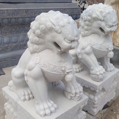 青石石雕大型庭院饭店门口镇宅招财狮子雕塑 狮子雕塑汉白玉位置图石碉葫芦